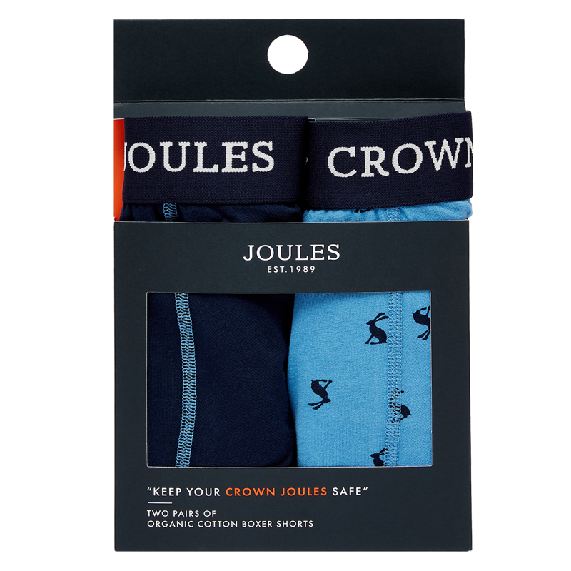 Joules Crown Joules Cotton Boxers 2 Pack - Blue Hare-1